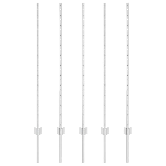 vidaXL Ενσωματωμένος Πόλος Φράχτη 5 τμχ. Ασημί 160 cm