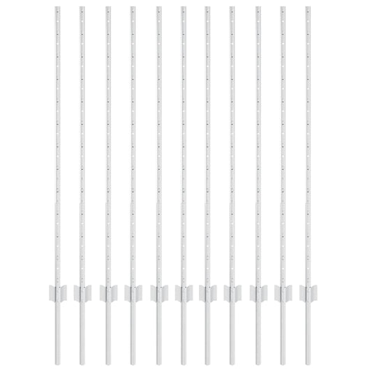 vidaXL Ενσωματωμένος Πόλος Φράχτη 11 τμχ. Ασημί 160 cm
