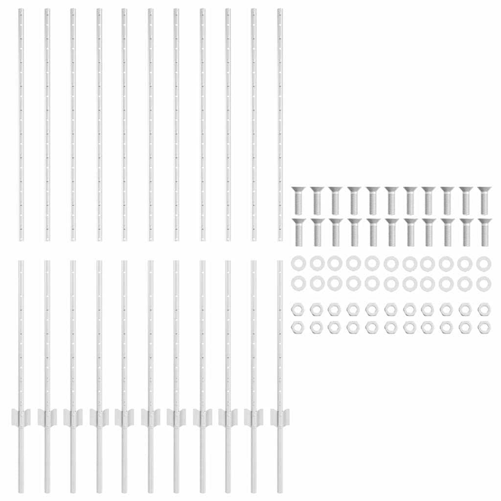 vidaXL Στύλος Περιφράξεων 11 pcs Ασημί 140 cm Ατσάλι
