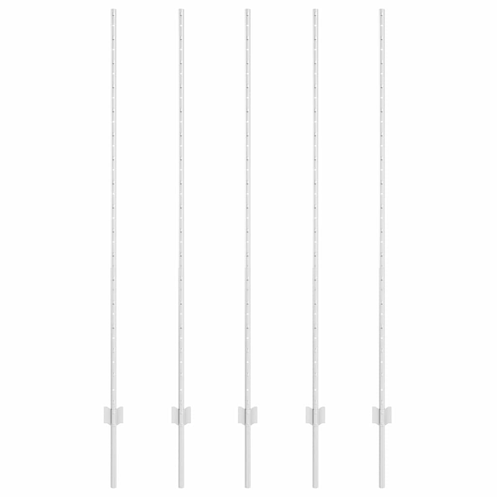vidaXL Στύλος Περιφράξεων 5 pcs Ασημί 160 cm Ατσάλι