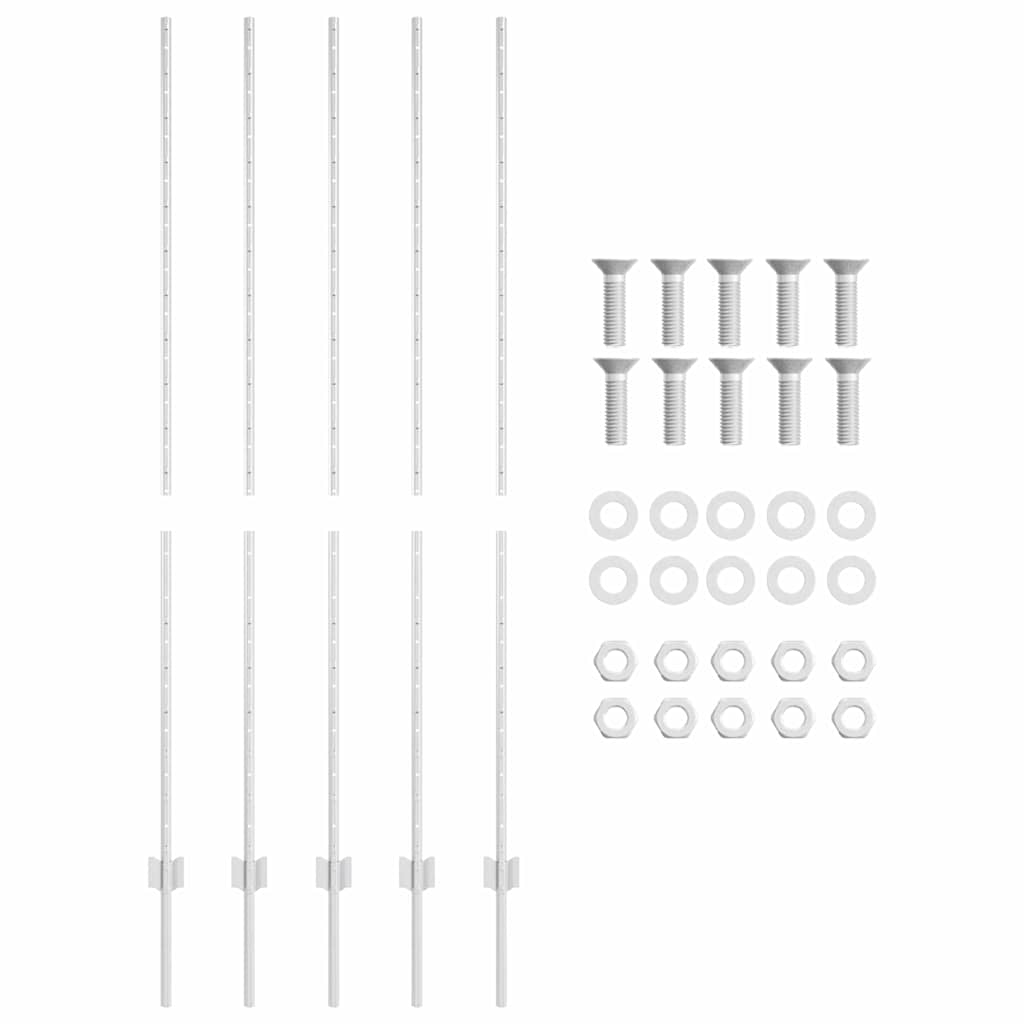 vidaXL Στύλος Περιφράξεων 5 pcs Ασημί 160 cm Ατσάλι