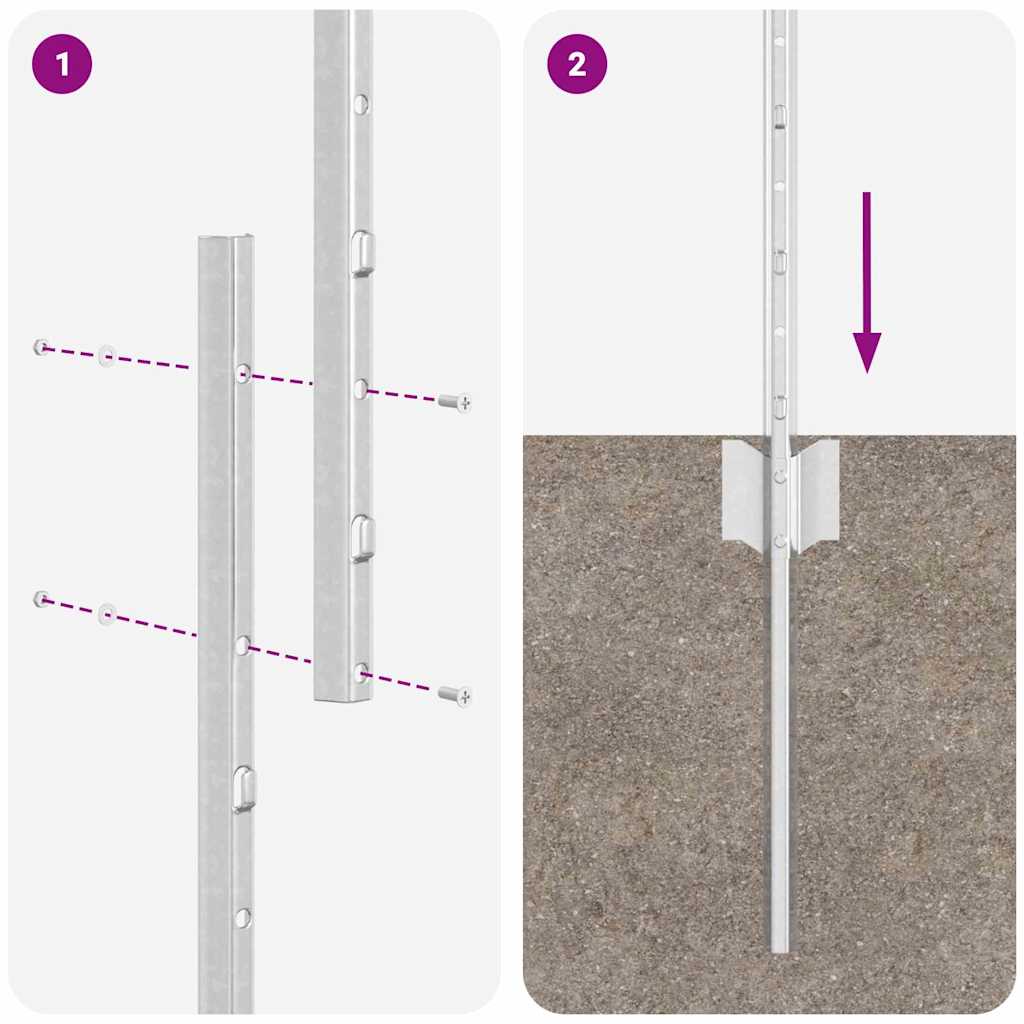vidaXL Στύλος Περιφράξεων 5 pcs Ασημί 160 cm Ατσάλι
