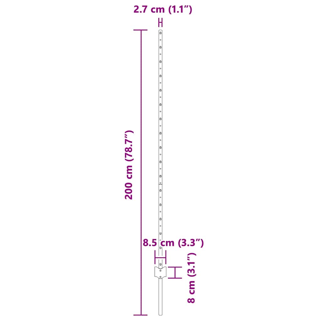 vidaXL Στύλος Περιφράξεων 5 pcs Ασημί 160 cm Ατσάλι