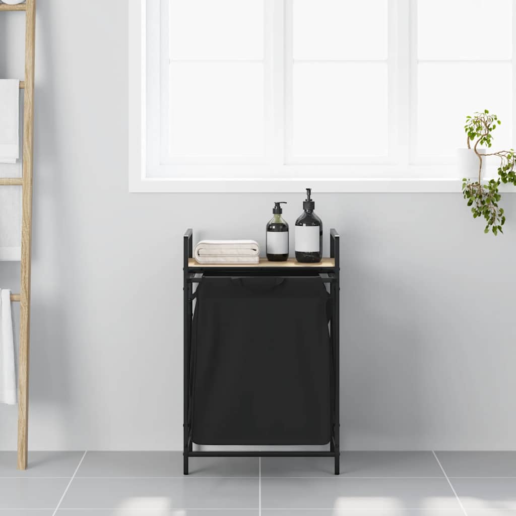 vidaXL Καλάθι Απλύτων με 1 Θήκη και Ράφι από Ξύλο Sonoma Δρυς