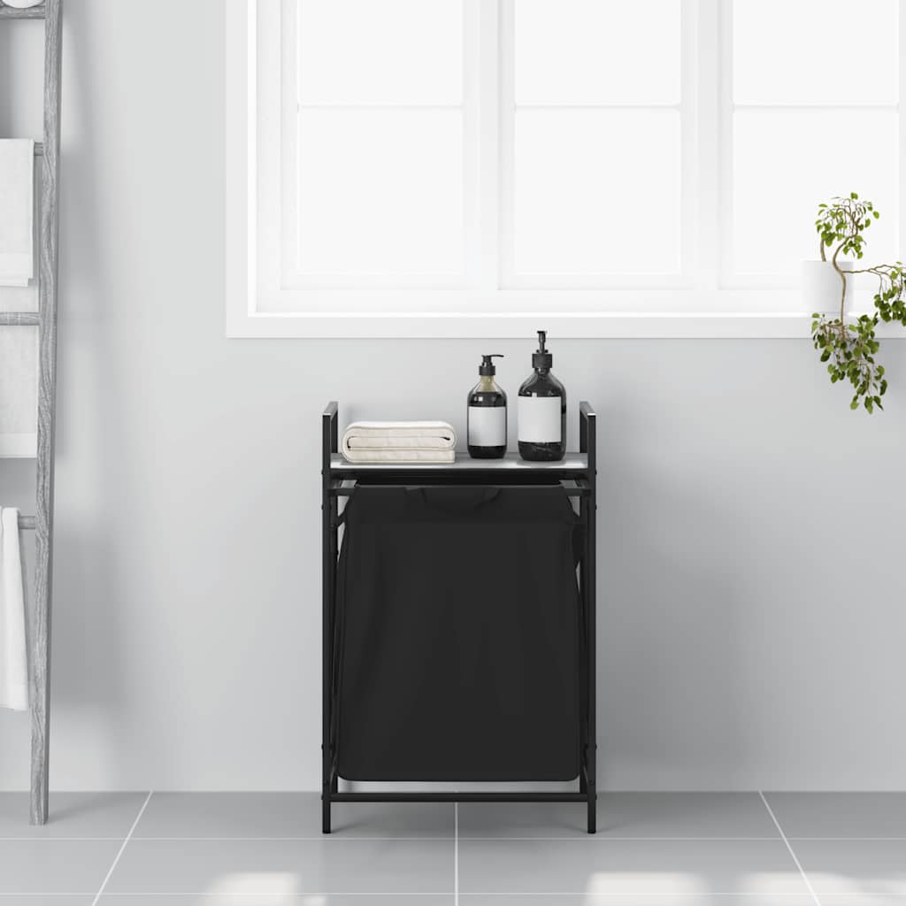 vidaXL Καλάθι Απλύτων με 1 Θήκη και Ράφι, Γκρι Sonoma