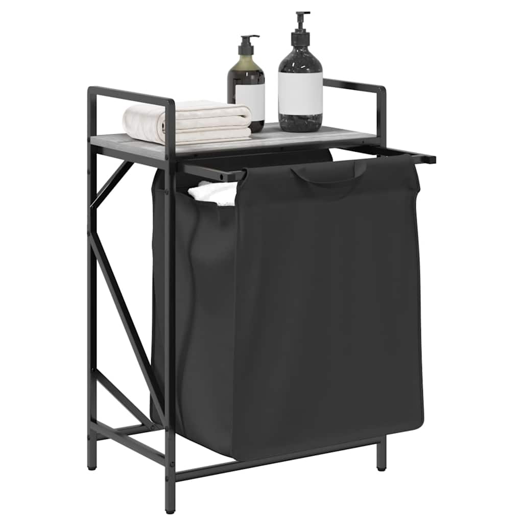 vidaXL Καλάθι Απλύτων με 1 Θήκη και Ράφι, Γκρι Sonoma
