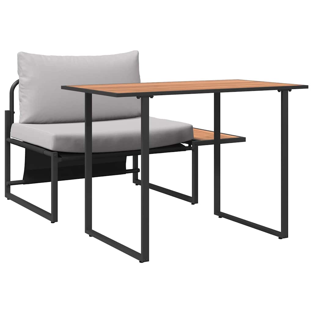 vidaXL Σετ φαγητού κήπου 2 τεμαχίων Καρέκλα ενός με ανοιχτό γκρι μαξιλάρια