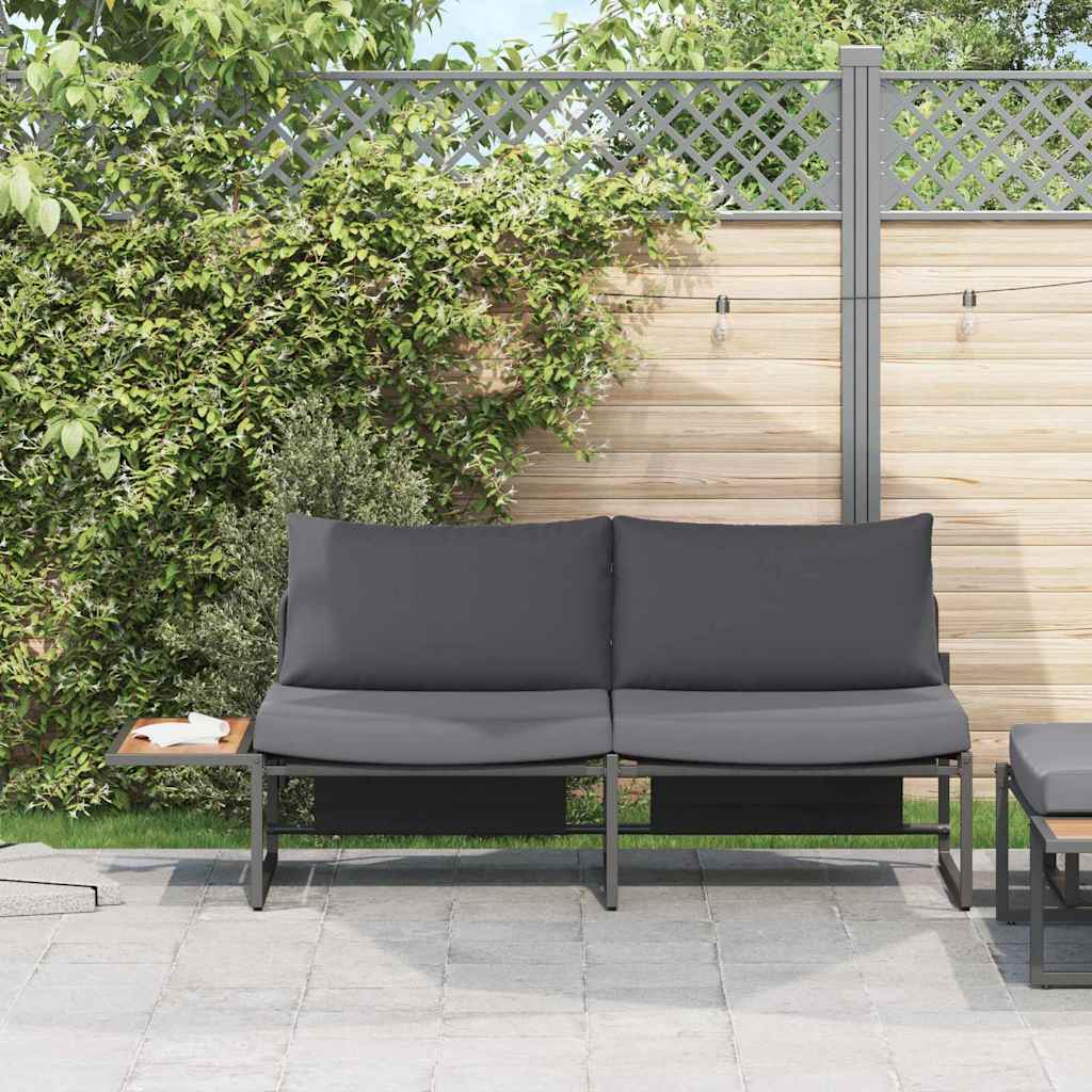 vidaXL Καναπές Κήπου με μαξιλάρι Καφέ 200.5 x 70 x 85.5εκ Μέταλλο