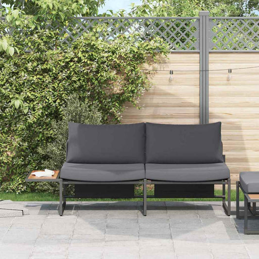 vidaXL Καναπές Κήπου με μαξιλάρι Καφέ 200.5 x 70 x 85.5εκ Μέταλλο
