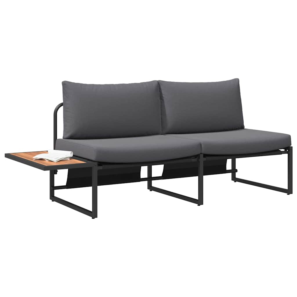 vidaXL Καναπές Κήπου με μαξιλάρι Καφέ 200.5 x 70 x 85.5εκ Μέταλλο