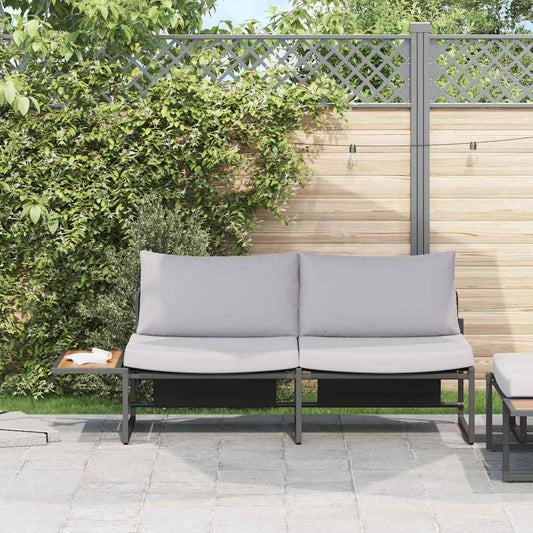 vidaXL Καναπές Κήπου με μαξιλάρι Καφέ 200.5 x 70 x 85.5εκ Μέταλλο