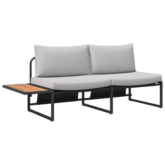 vidaXL Καναπές Κήπου με μαξιλάρι Καφέ 200.5 x 70 x 85.5εκ Μέταλλο