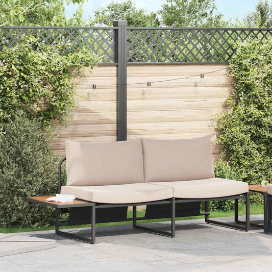 vidaXL Καναπές Κήπου με μαξιλάρι Καφέ 200.5 x 70 x 85.5εκ Μέταλλο