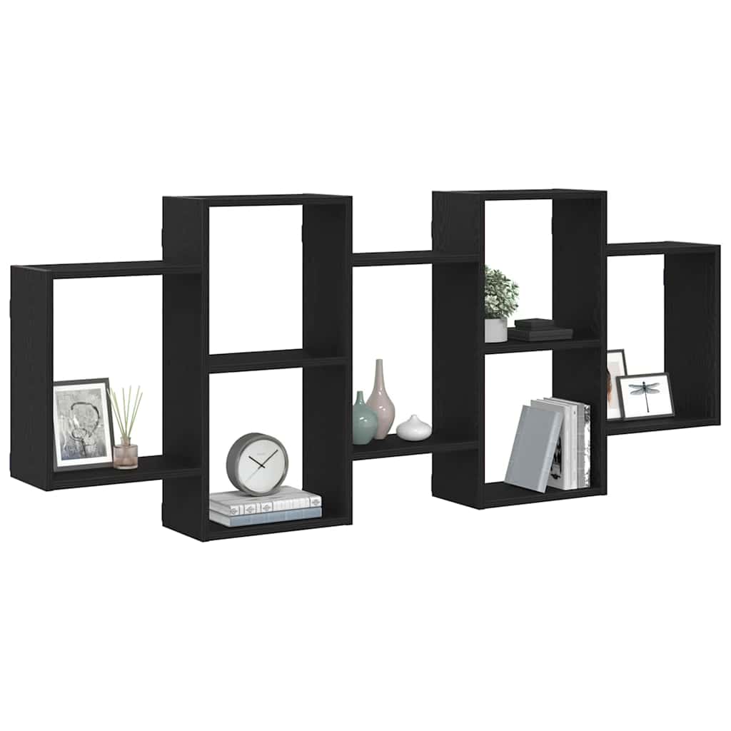 vidaXL Ράφι Τοίχου Μαύρη Δρυς 159 x 18 x 65 εκ. από Τεχνητό Ξύλο