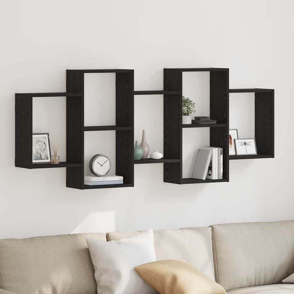 vidaXL Ράφι Τοίχου Μαύρη Δρυς 159 x 18 x 65 εκ. από Τεχνητό Ξύλο