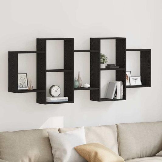 vidaXL Ράφι Τοίχου Μαύρη Δρυς 159 x 18 x 65 εκ. από Τεχνητό Ξύλο