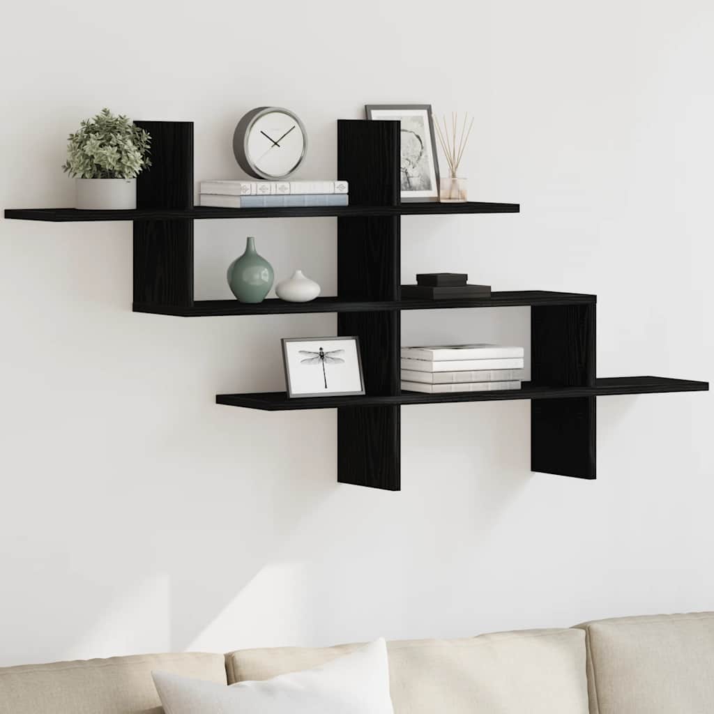 vidaXL Ράφι Τοίχου Μαύρη Δρυς 124,5 x 18 x 60,5 εκ. από Τεχνητό Ξύλο