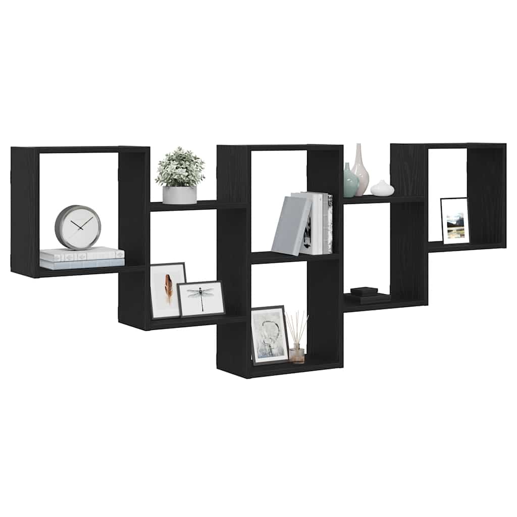 vidaXL Ράφι Τοίχου Μαύρη Δρυς 159 x 18 x 66 εκ. από Τεχνητό Ξύλο