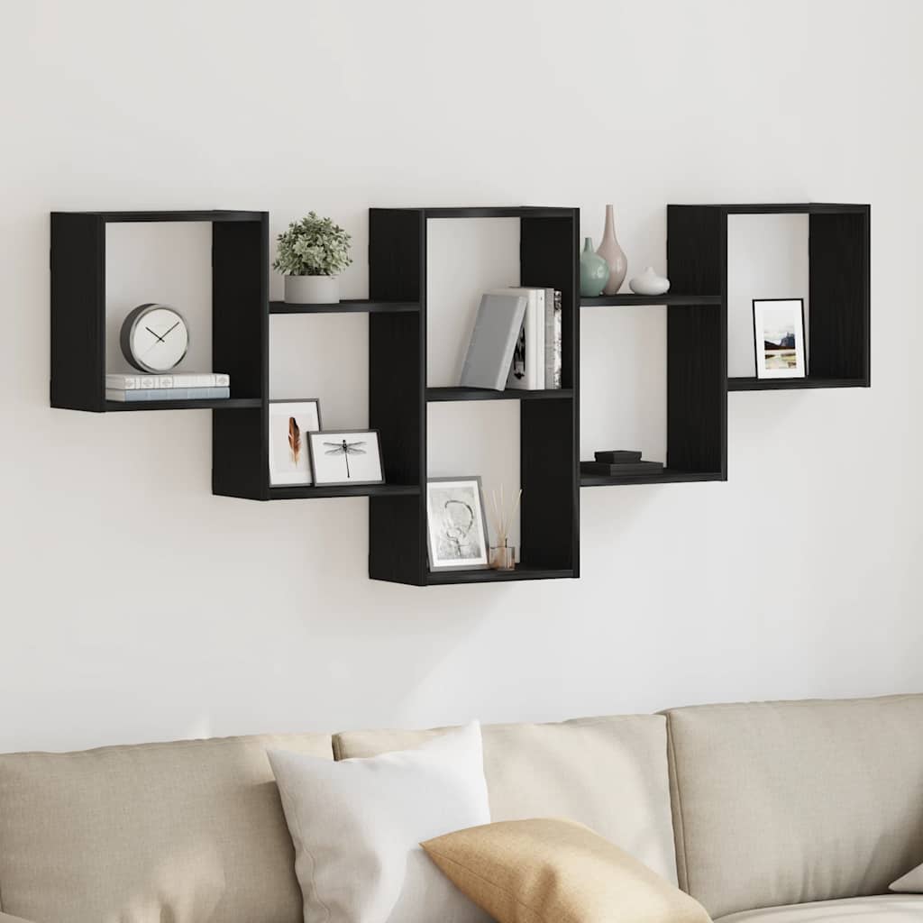 vidaXL Ράφι Τοίχου Μαύρη Δρυς 159 x 18 x 66 εκ. από Τεχνητό Ξύλο