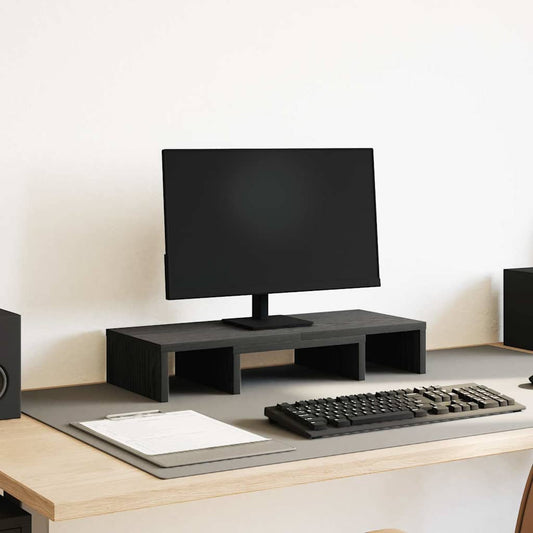 vidaXL Βάση Οθόνης Ρυθμιζόμενη Μαύρη Δρυς 60x24x10,5 εκ. από Τεχνητό Ξύλο