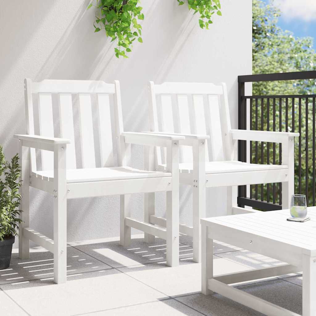 vidaXL Καρέκλα φαγητού κήπου 2 pcs Λευκό 65,5 x 59 x 88 εκ HDPE