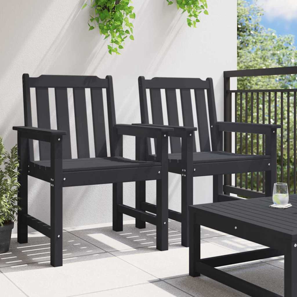 vidaXL Καρέκλα φαγητού κήπου 2 pcs Μαύρο 65,5 x 59 x 88 εκ HDPE