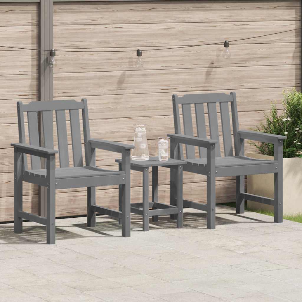 vidaXL Καρέκλα φαγητού κήπου 2 pcs Ανοιχτό γκρι 65,5 x 59 x 88 εκ HDPE