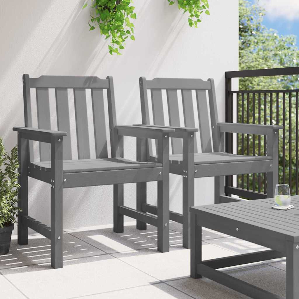vidaXL Καρέκλα φαγητού κήπου 2 pcs Ανοιχτό γκρι 65,5 x 59 x 88 εκ HDPE