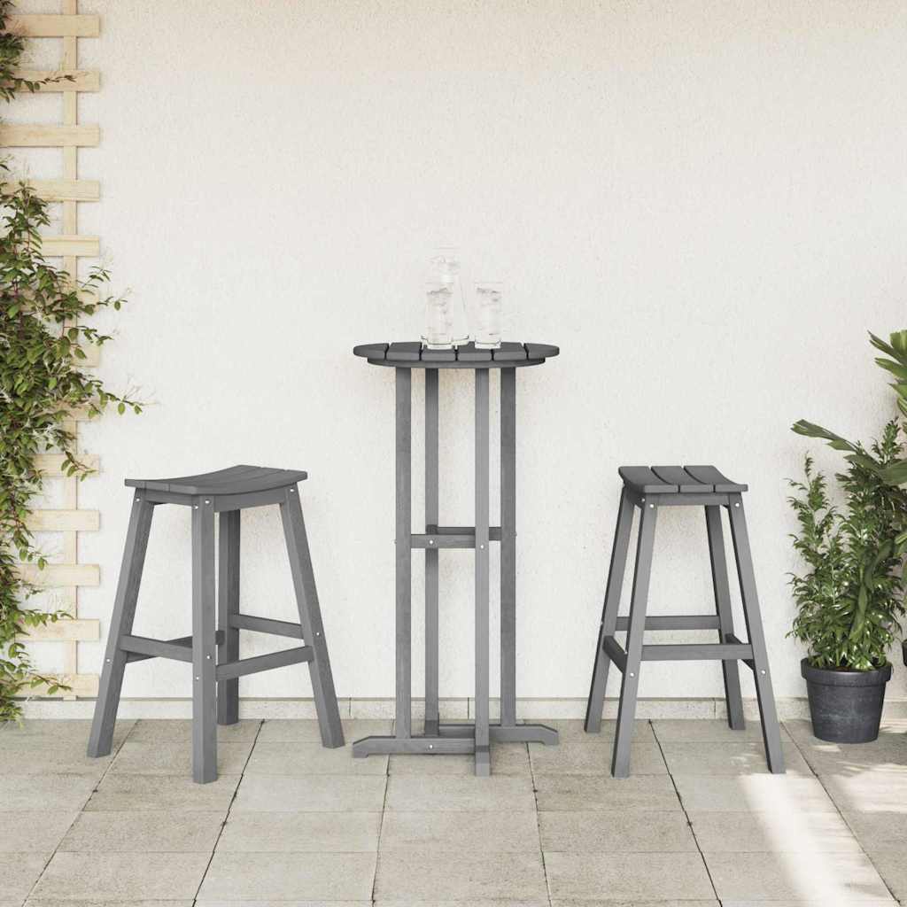vidaXL Μπαρ σκαμπό 2 pcs Ανοιχτό γκρι 52 x 43 x 73,5 εκ HDPE