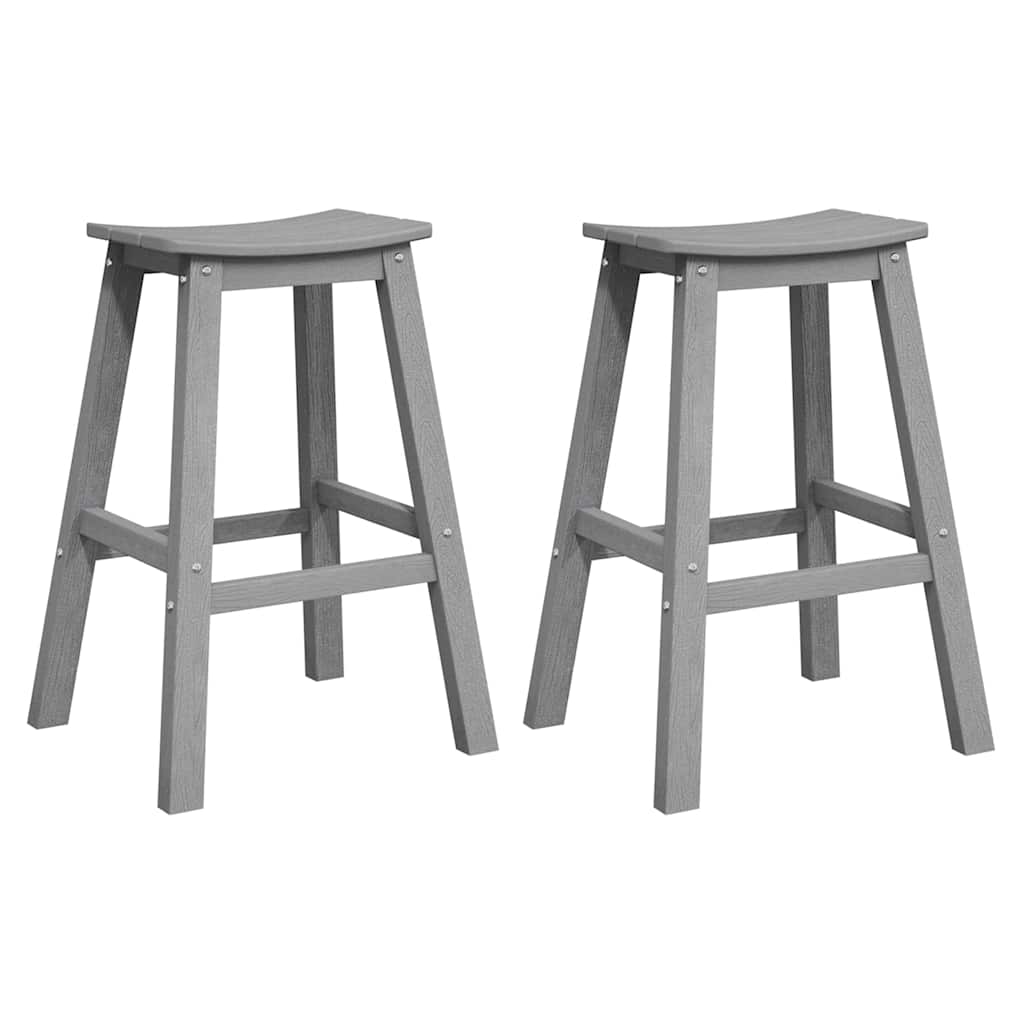 vidaXL Μπαρ σκαμπό 2 pcs Ανοιχτό γκρι 52 x 43 x 73,5 εκ HDPE