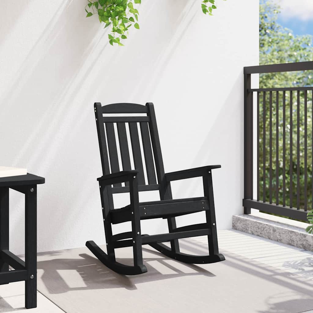 vidaXL Κουνιστή Καρέκλα Κήπου Μαύρο 92 x 70 x 108εκ HDPE