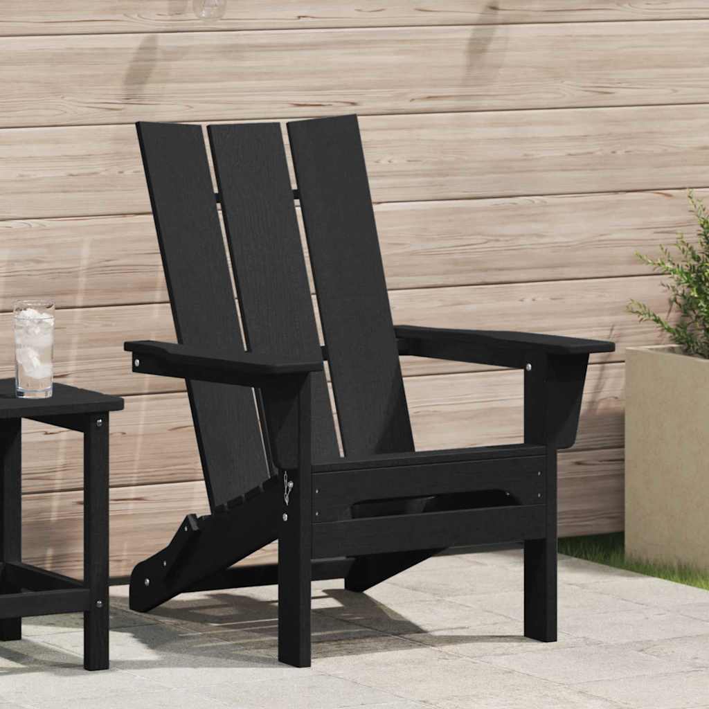 vidaXL Πτυσσόμενη Καρέκλα Adirondack Μαύρο 80,5 x 74,5 x 92 εκ HDPE