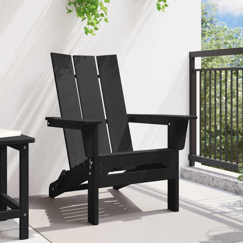 vidaXL Πτυσσόμενη Καρέκλα Adirondack Μαύρο 80,5 x 74,5 x 92 εκ HDPE