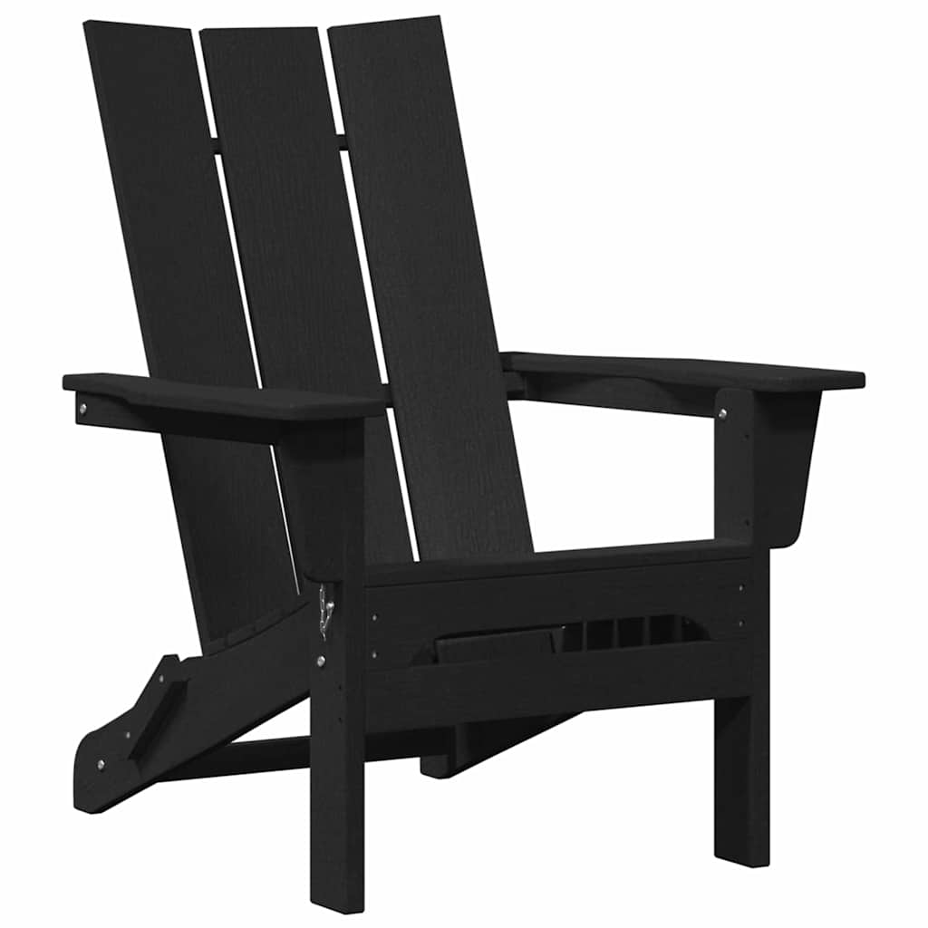 vidaXL Πτυσσόμενη Καρέκλα Adirondack Μαύρο 80,5 x 74,5 x 92 εκ HDPE