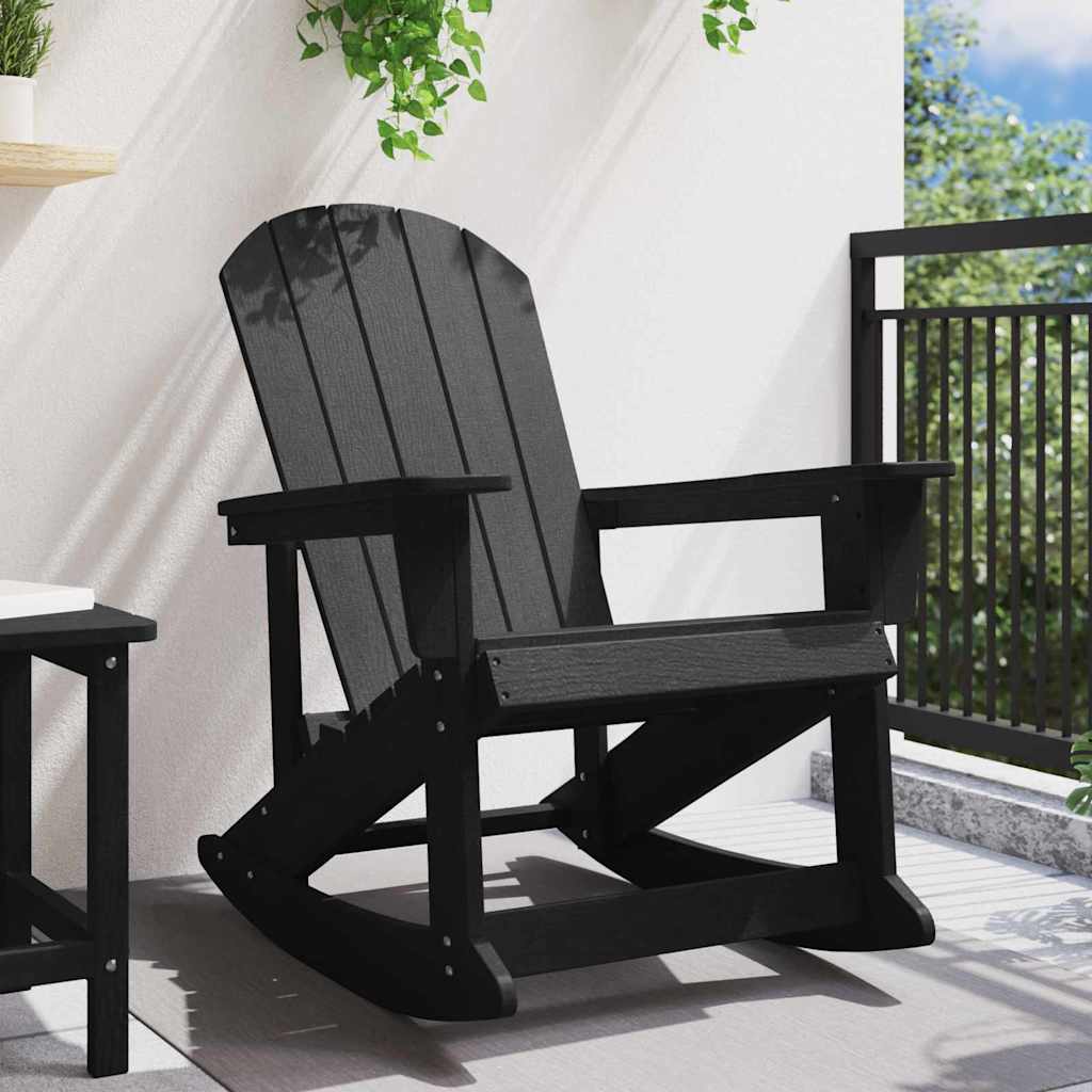 vidaXL Καθιστική Καρέκλα Ροκ Adirondack Μαύρο 92 x 73,5 x 92 εκ HDPE
