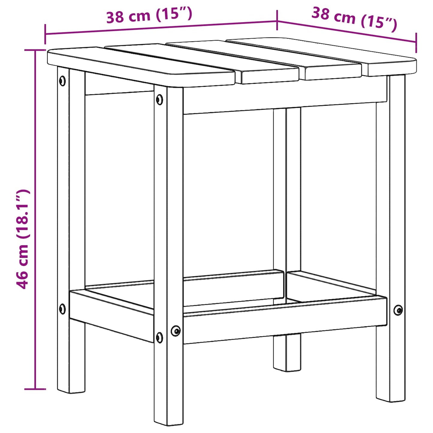 vidaXL Τραπεζάκι Πλευράς Λευκό 38 x 38 x 46 εκ. Πολυαιθυλένιο
