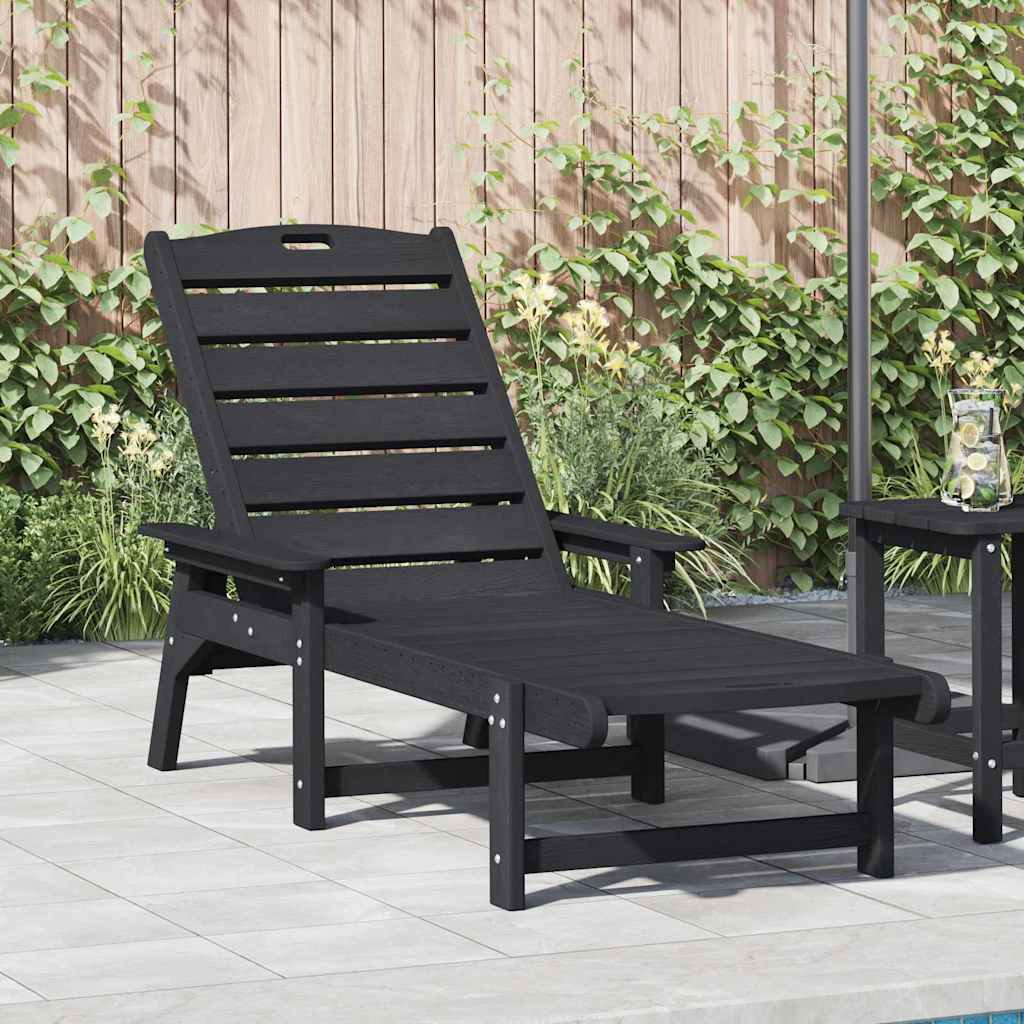 vidaXL Ξαπλώστρα Μαύρο 195,5 x 53 x 98,5 εκ HDPE