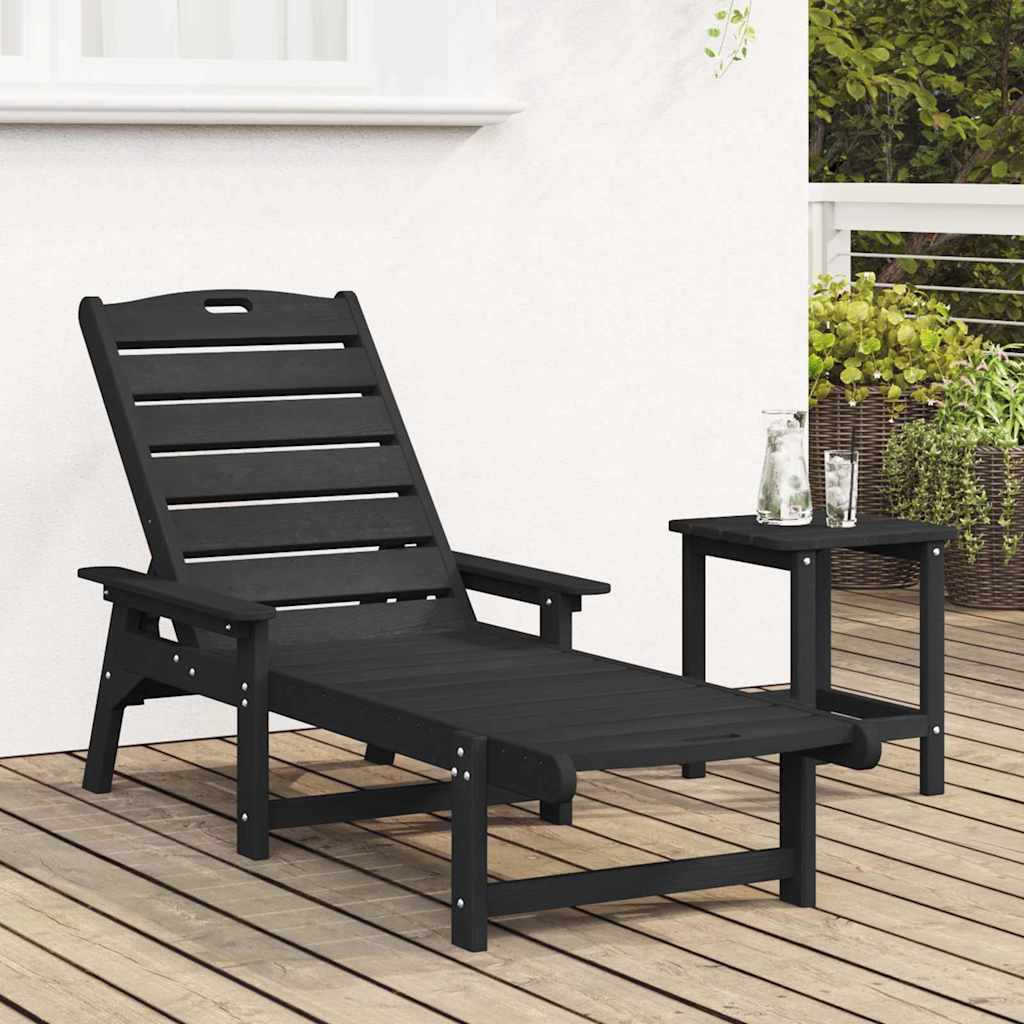 vidaXL Ξαπλώστρα Μαύρο 195,5 x 53 x 98,5 εκ HDPE