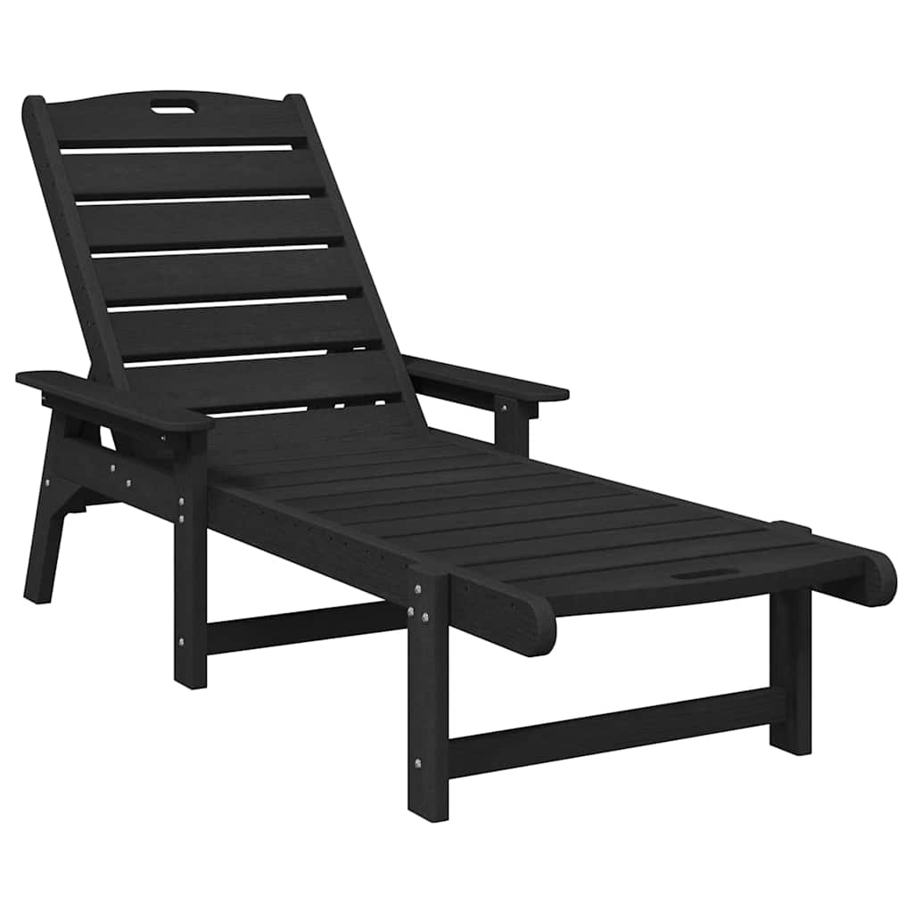 vidaXL Ξαπλώστρα Μαύρο 195,5 x 53 x 98,5 εκ HDPE