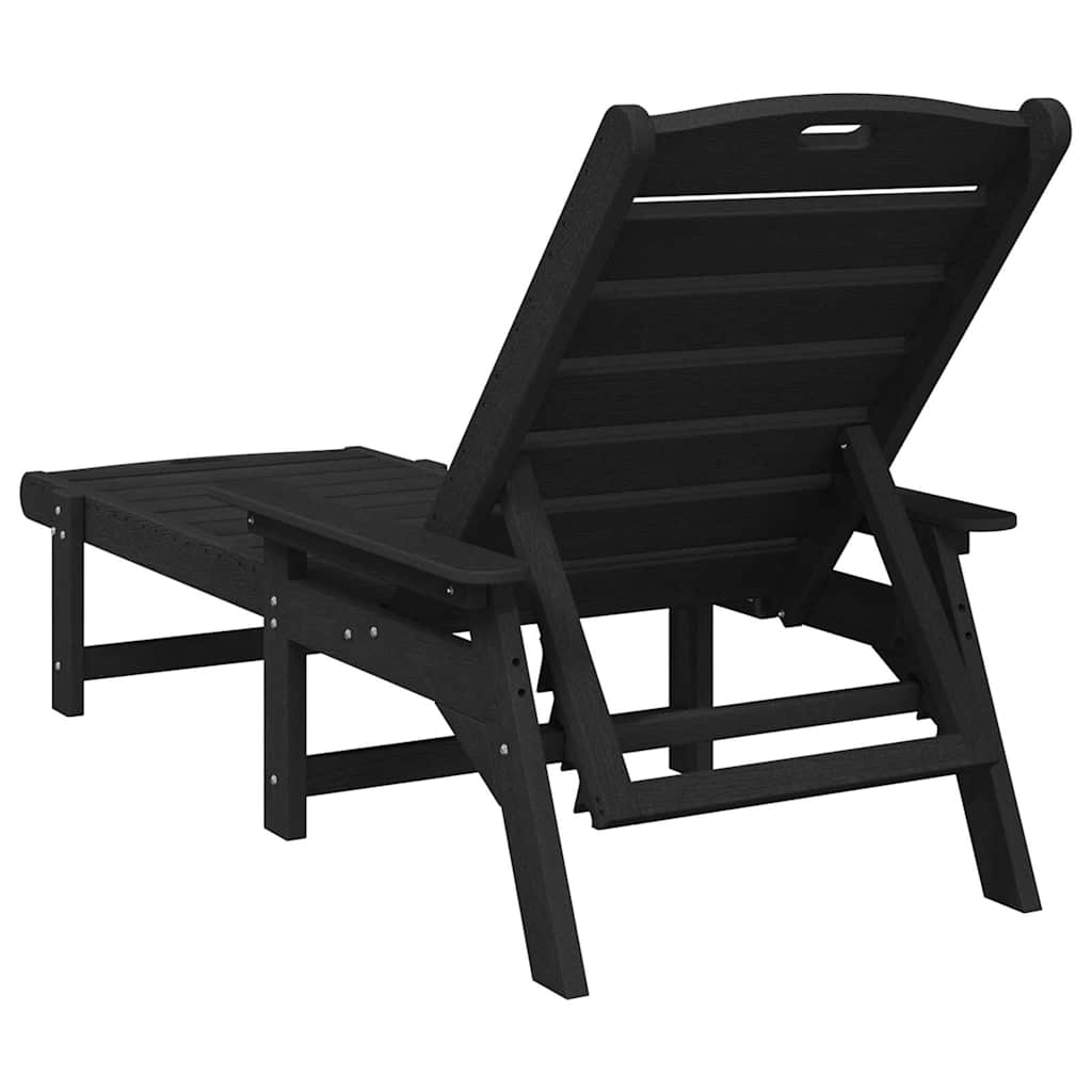 vidaXL Ξαπλώστρα Μαύρο 195,5 x 53 x 98,5 εκ HDPE
