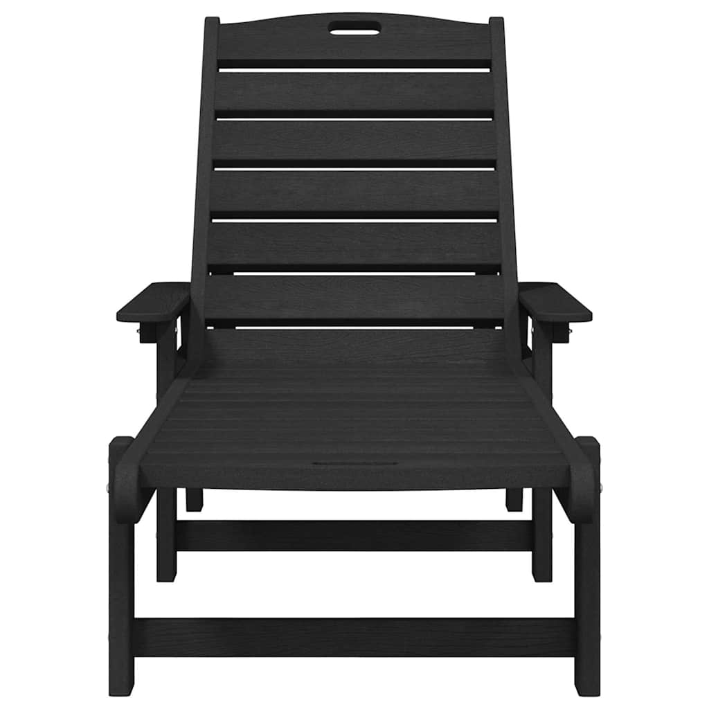 vidaXL Ξαπλώστρα Μαύρο 195,5 x 53 x 98,5 εκ HDPE