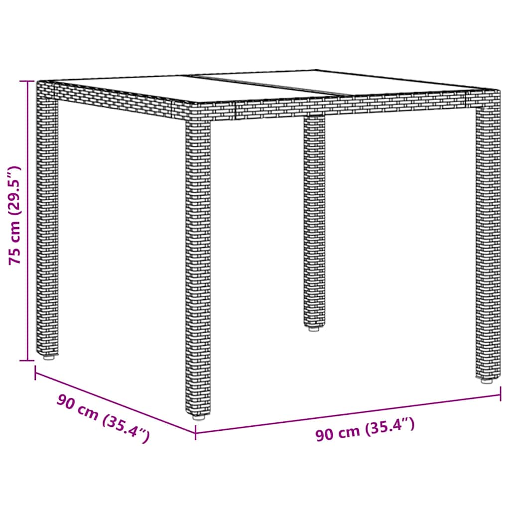 vidaXL Σέτ φαγητού για κήπο 3 pcs Καφέ 90 x 90 x 75 cm