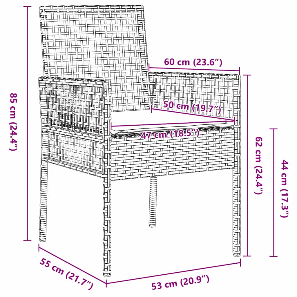 vidaXL Σετ Τραπεζαρίας Κήπου 7 pcs Γκρι 190 x 90 x 75 cm