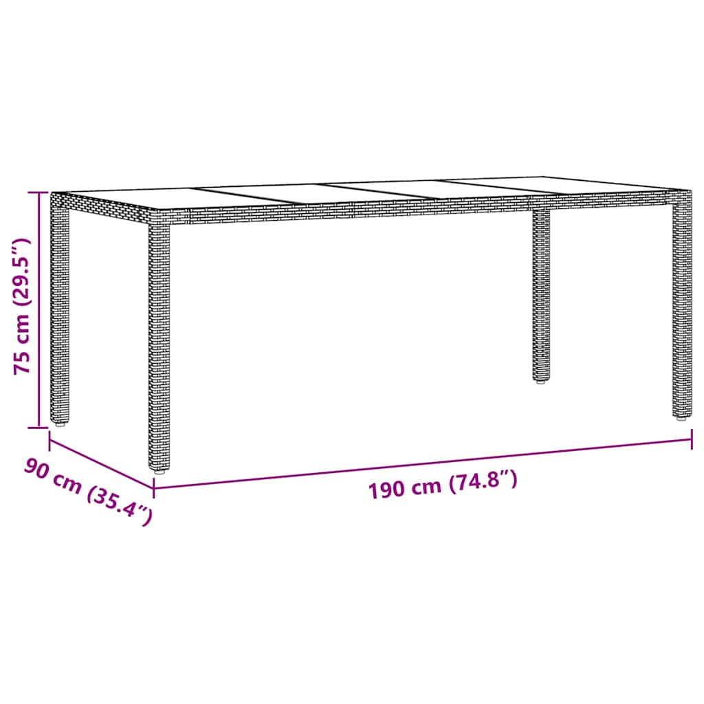 vidaXL Σετ Τραπεζαρίας Κήπου 7 pcs Γκρι 190 x 90 x 75 cm
