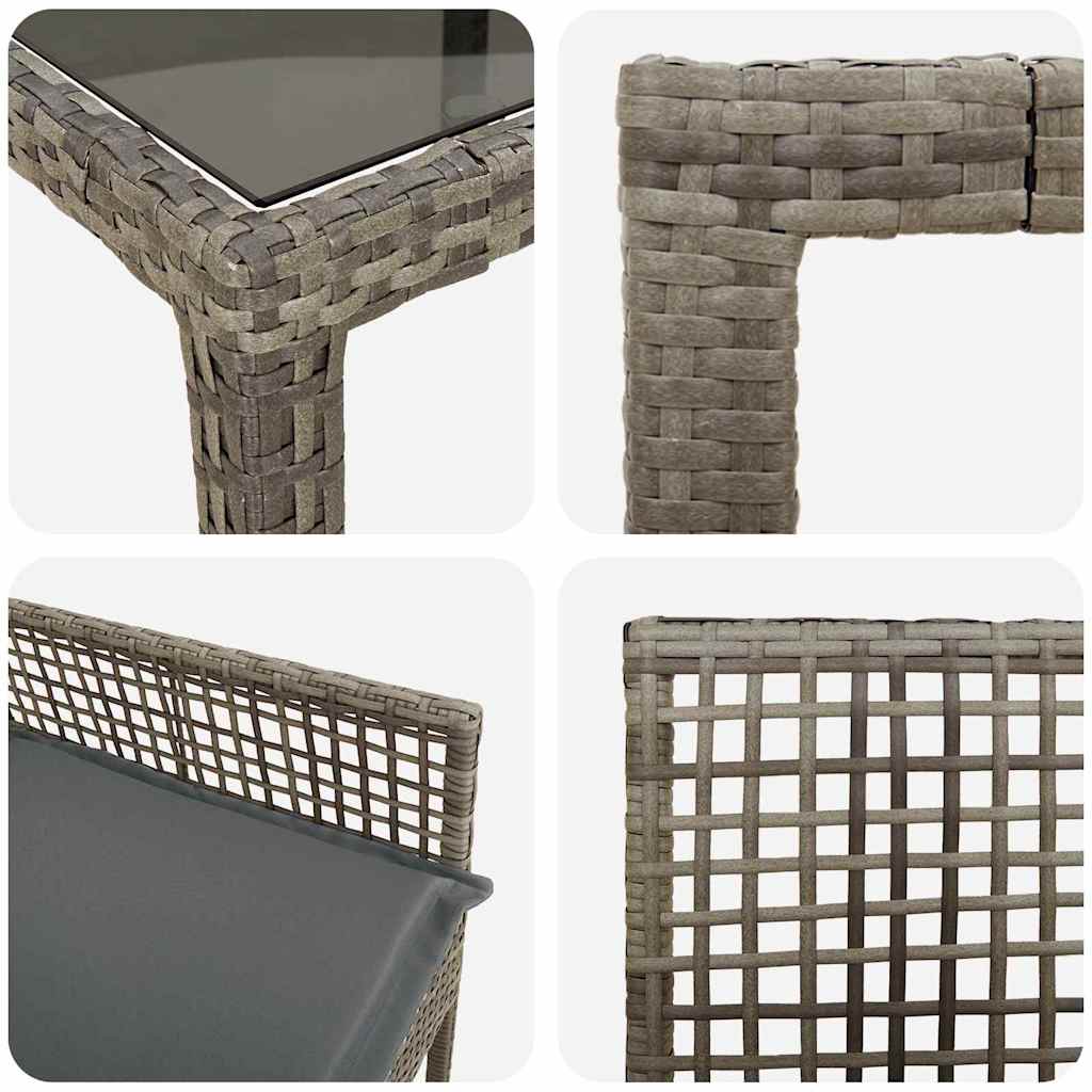 vidaXL Σέτ φαγητού για κήπο 9 pcs Γκρι Πολυ ράταν