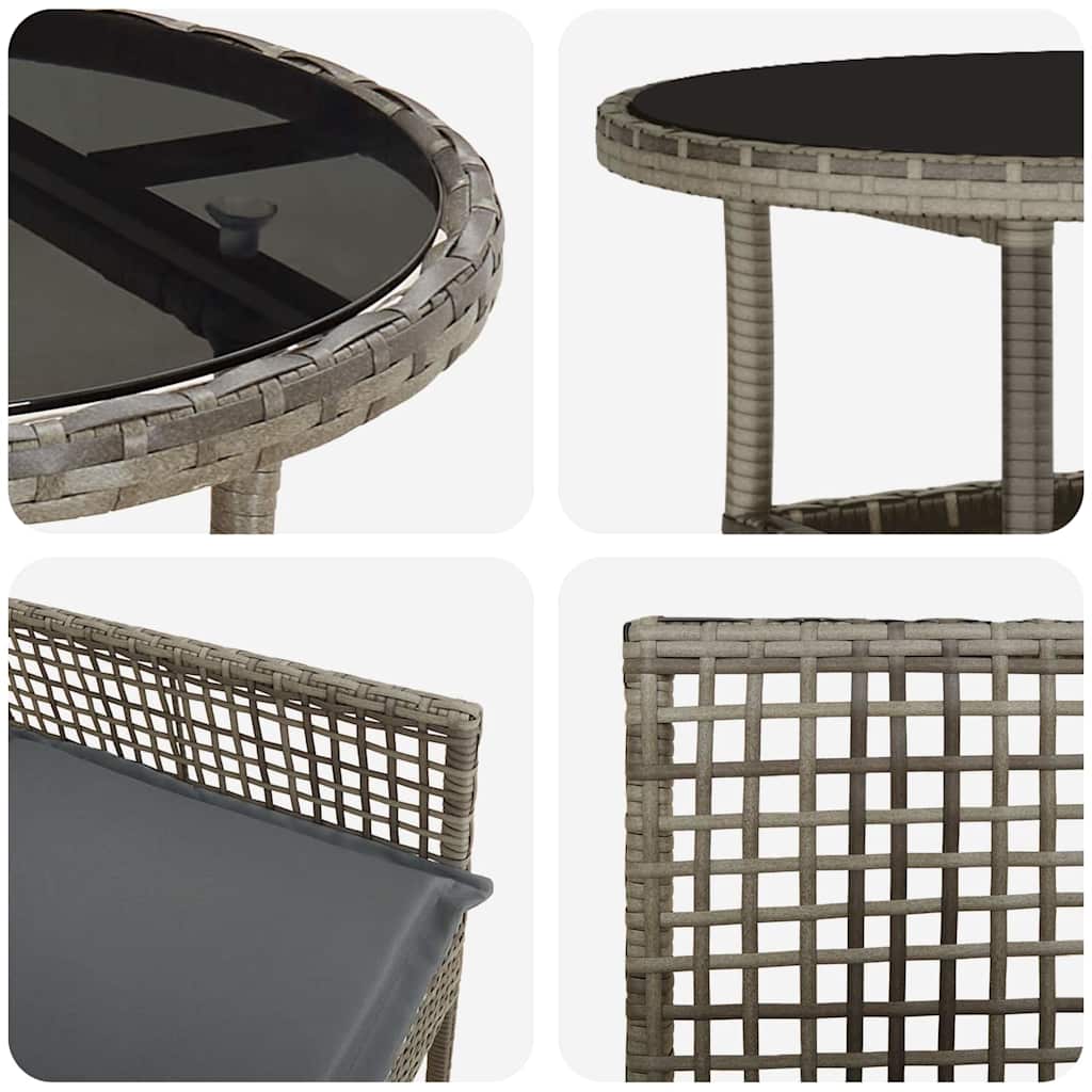 vidaXL Σέτ φαγητού για κήπο 5 pcs Γκρι Πολυ ράταν