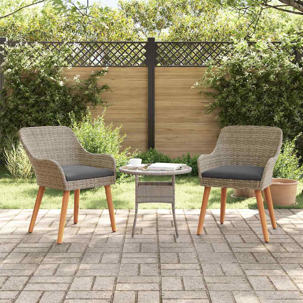 vidaXL Καρέκλα Κήπου 2 pcs Μαύρο 62.5 x 55 x 82 εκ συνθετικό ρατάν