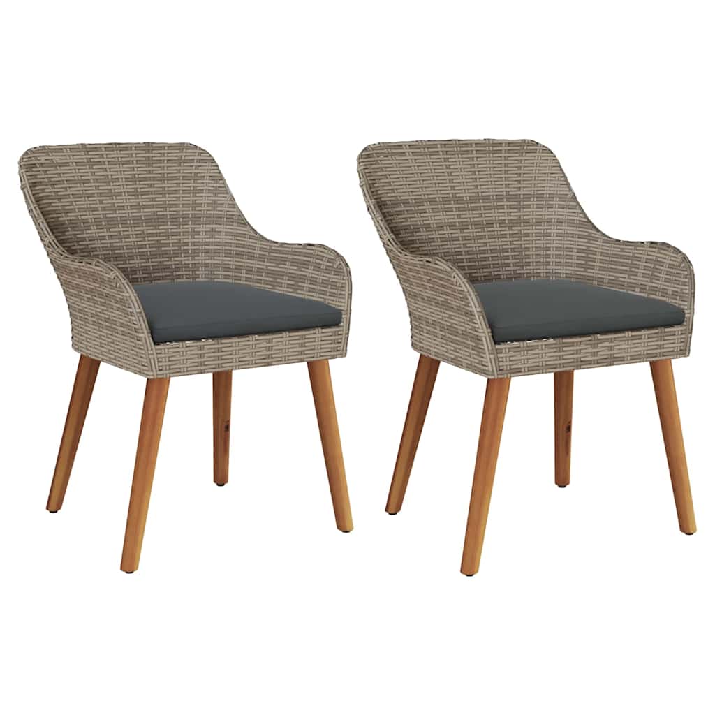 vidaXL Καρέκλα Κήπου 2 pcs Μαύρο 62.5 x 55 x 82 εκ συνθετικό ρατάν