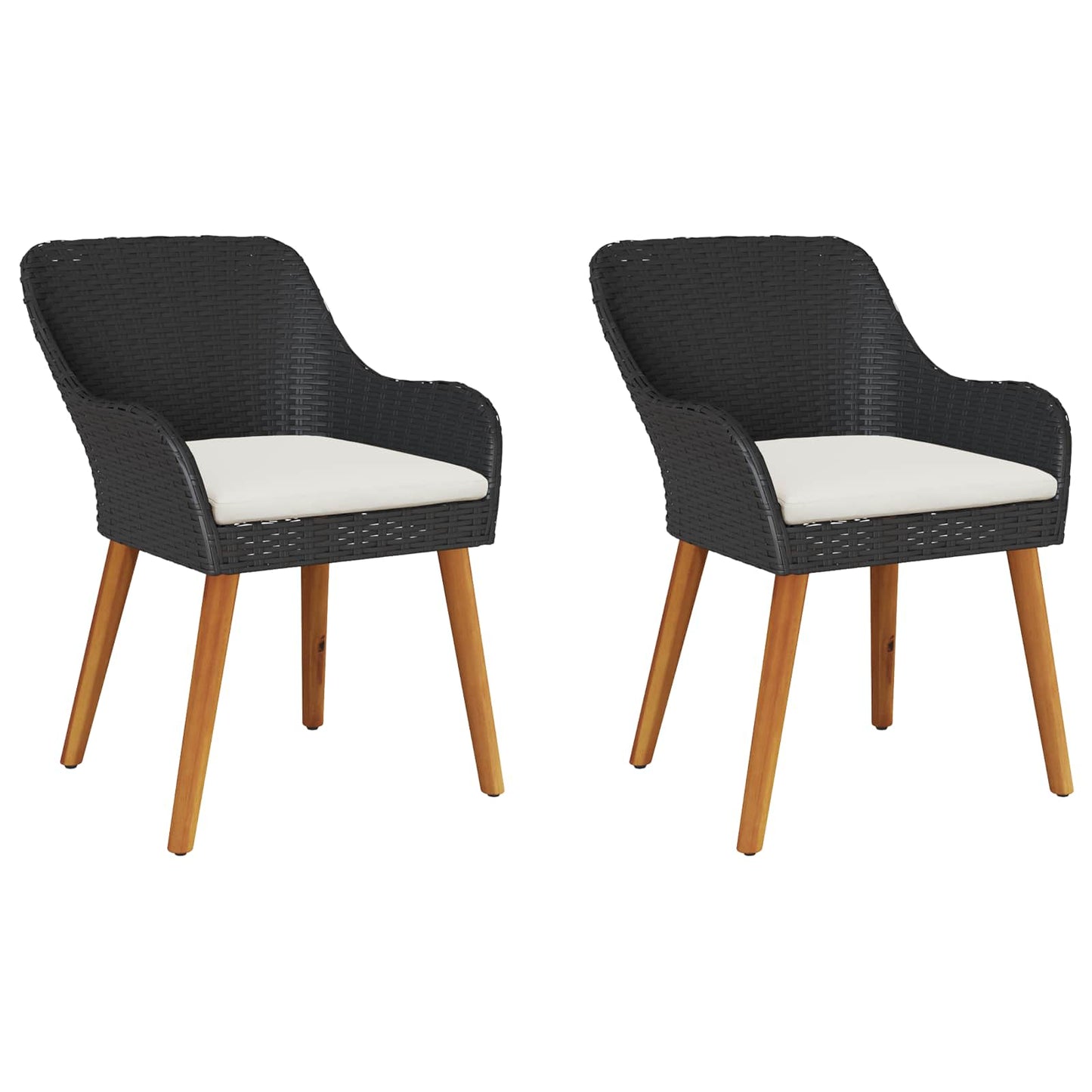 vidaXL Καρέκλα Κήπου 2 pcs Μαύρο 62.5 x 55 x 82 εκ συνθετικό ρατάν