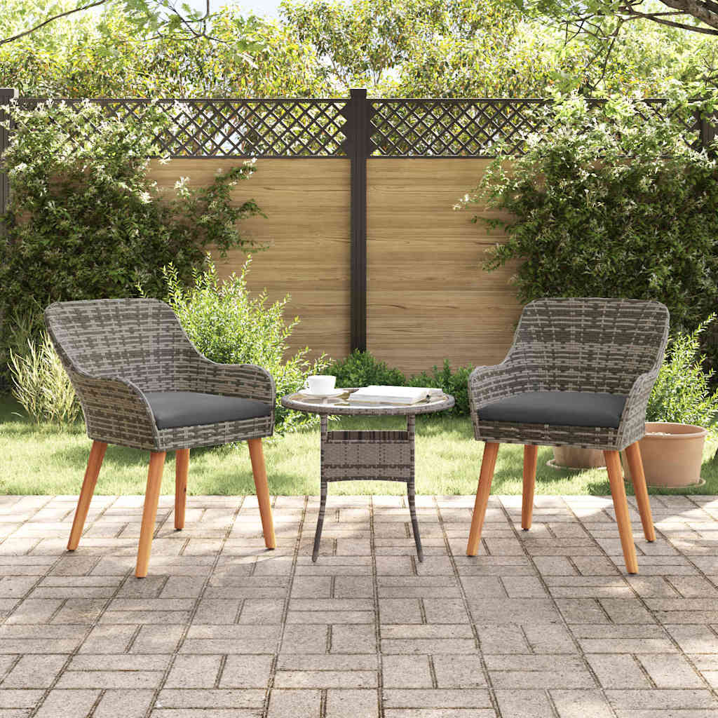 vidaXL Καρέκλα Κήπου 2 pcs Γκρι 62.5 x 55 x 82 εκ συνθετικό ρατάν